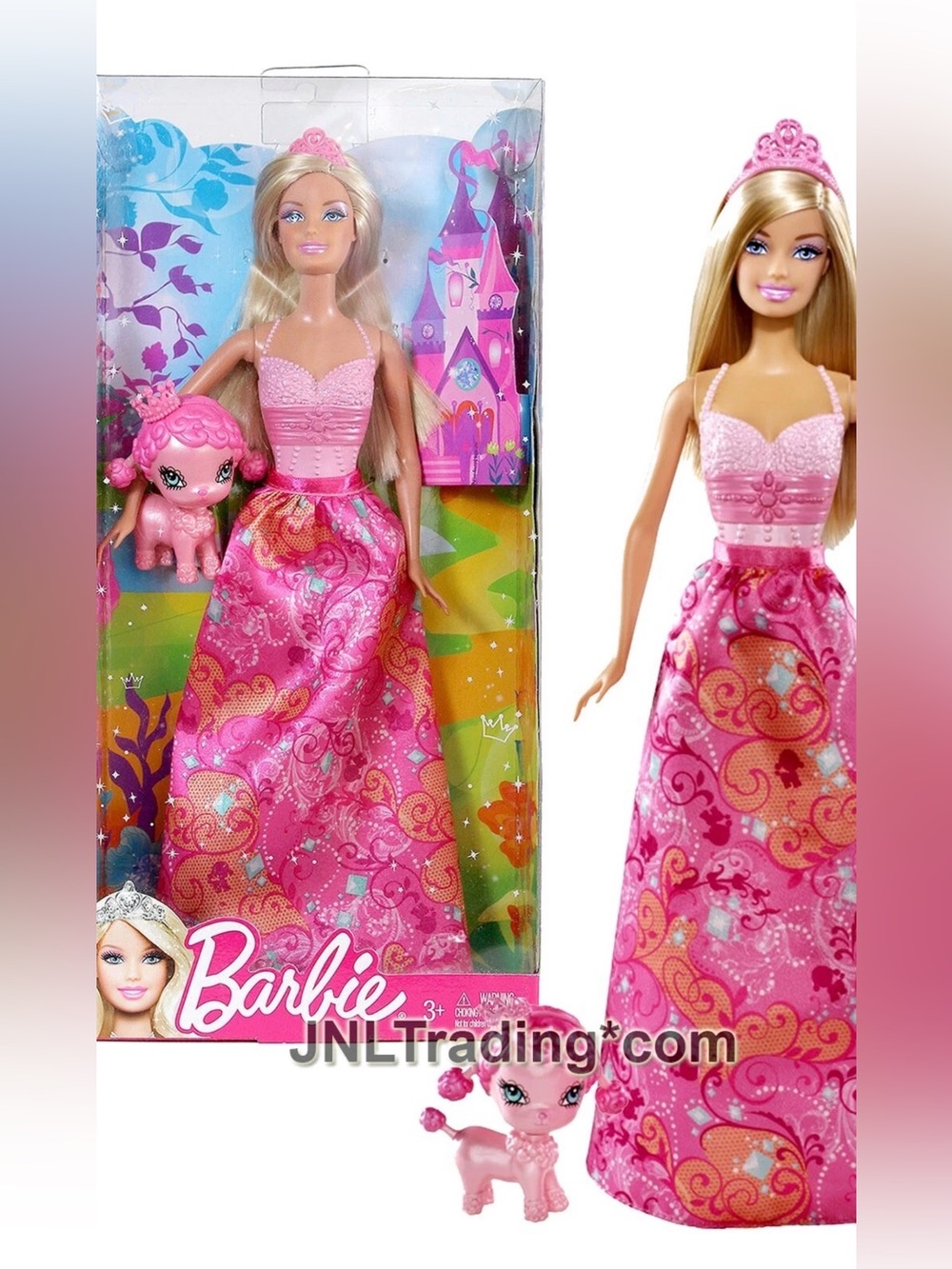Year 2011 Barbie Fairytale Magic Doll Caucasian Princess W2946 with Poodle Puppy
